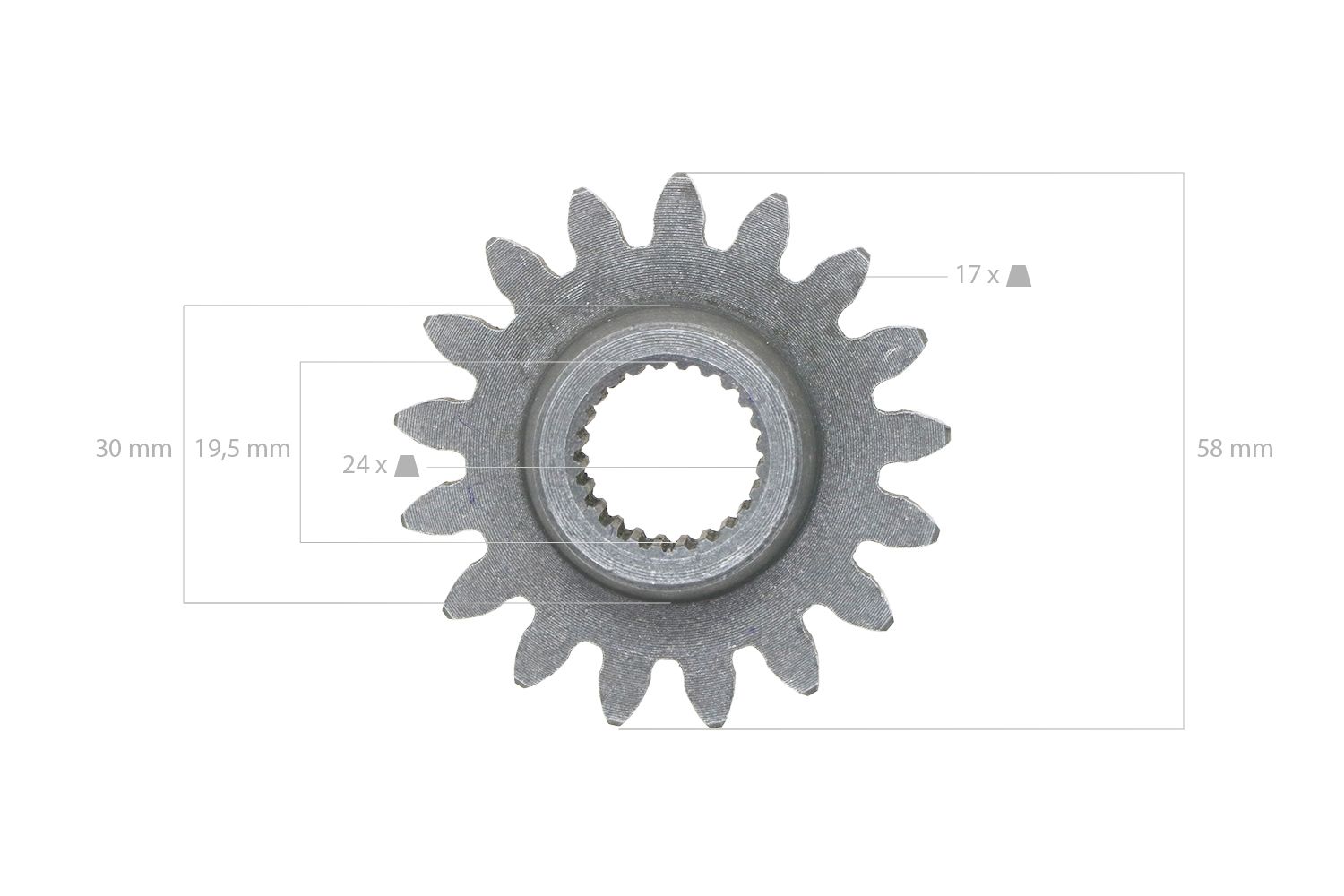Gear 17Tx24T Kubota B5000, B5001, B5100, Zen Noh ZB5000, ZB5001, ZB5100,