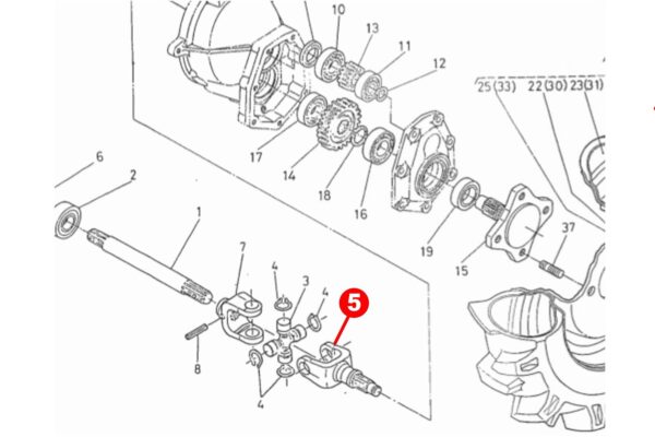 Fork / axle for universal joint (short) 4WD Kubota B5000, B6000, B7000, - Image 2