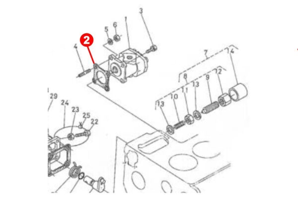 Gasket hydraulic pump Kubota B-, B1-, CF-, KH, F-, XB-Types, Zen Noh ZB-Types - Image 2