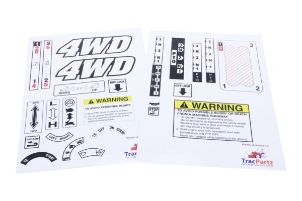 Decal sticker set Kubota B5000, B5001, B6000, B6001, B7000, B7001, B1200, B1400, B1402, B1500, B1502, B1600
