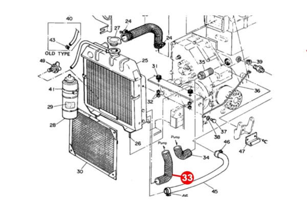 Coolant hose (under) Yanmar YM-Types, John Deere (upper) 650, 750, - Image 3