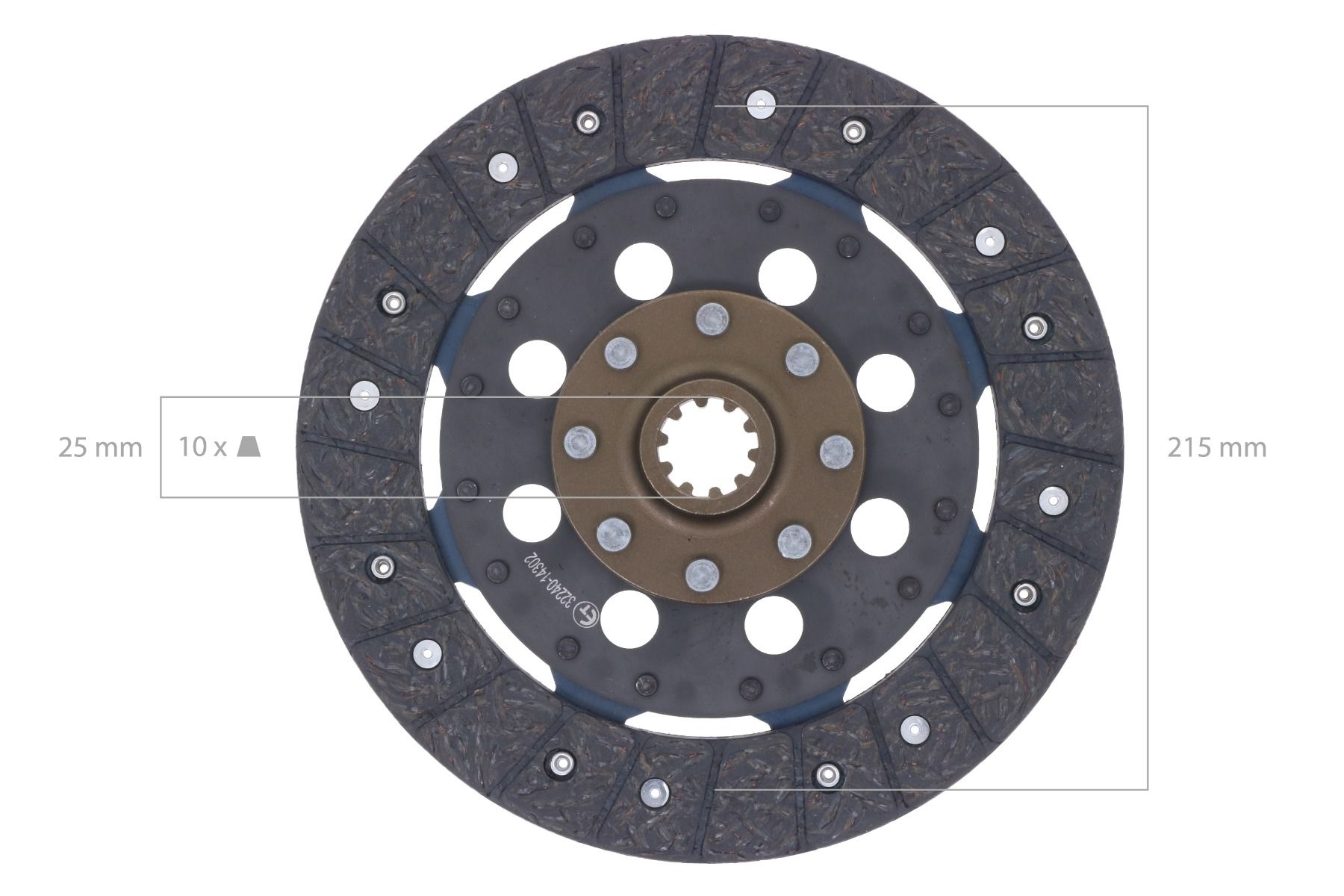 Clutch disc 215mm Kubota, Case IH, Ford / New Holland, Shibaura, Hinomoto, Zen Noh, Kioti, Ransomes,