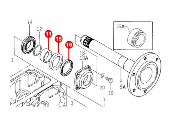 Seal rear axle set Iseki TE-, TL-Types Bolens G272, G274, 2702, 2704, - Image 5