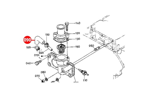 Coolant hose (Bypass) Kubota D1100, DH1101, D1301, S2200, S2600, S2800, V1501, - Image 3