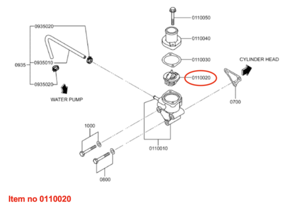 Thermostat Mitsubishi K-, Ke-, S3L, S3L2, S4L, S4L2, Captain, Startrac, Bolens, Case, Satoh, Suzue, Etc., - Image 3
