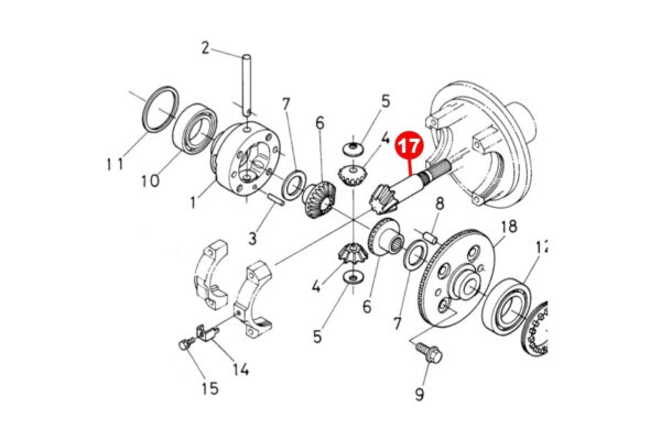 Pinion (front axle) Kubota L1-18, L1-20, L1-22, L1-24, L1-26, L1-28, L1-R18, L1-R20, L1-R22, L1-R24, L1-R26, L1-R28, - Image 2