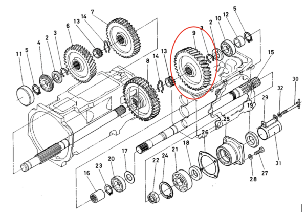 Gear 1st gear 45T x 26 Splines Kubota L1501, L1801, L2201, L2203, Kioti / Daedong L2203, LK2554, - Image 3