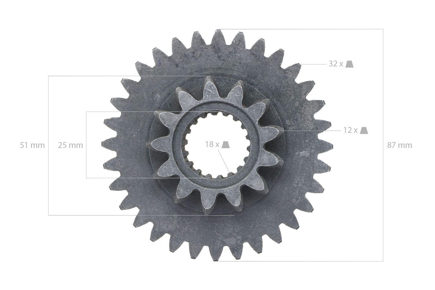 Gear 13Tx32T 18 Splines Kubota B1500, B1502,