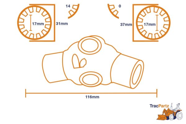 Cardan shaft Yanmar F14, Ke3, Ke4 - Image 2