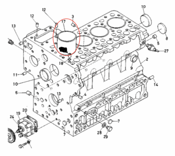 Cylinder liner 76mm Kubota Z650, Z750, Z751, D1100, DH1101, D1102, DM1102, V1500, V1501, V1502, S2200, - Image 3