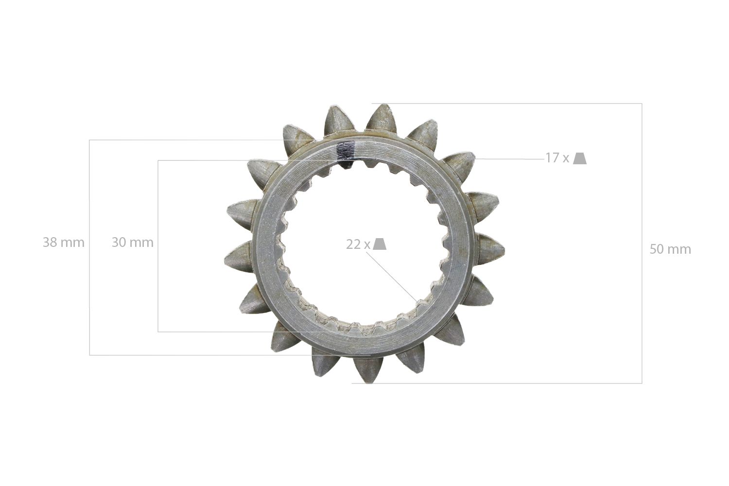 Gear 17T X 22 Splines Kubota L-Types, Kioti / Daedong L2203, LK2554,
