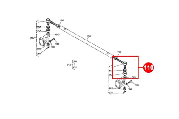 Tie rod end (left) Kubota B-, L-, MX-Types, - Image 2