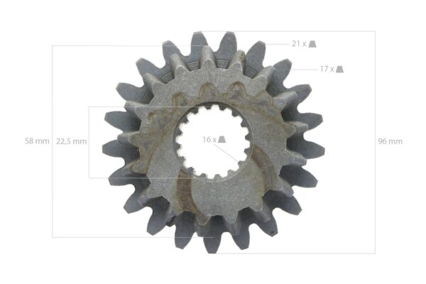 Gear 21TX17T 16 splines