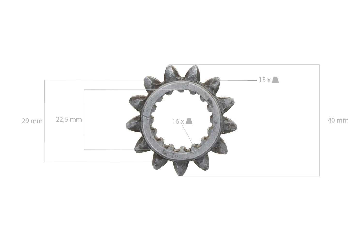 Gear 13TX16T Kubota B1200, B1400, B1402, B1-14, B1-15, B40