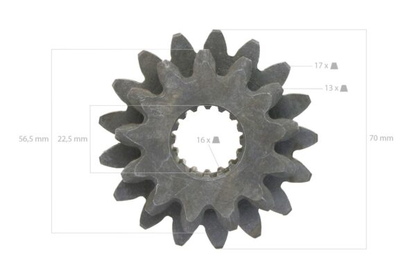 Gear Kubota 13TX17T 16 Splines Rear Axle B1200, B1400