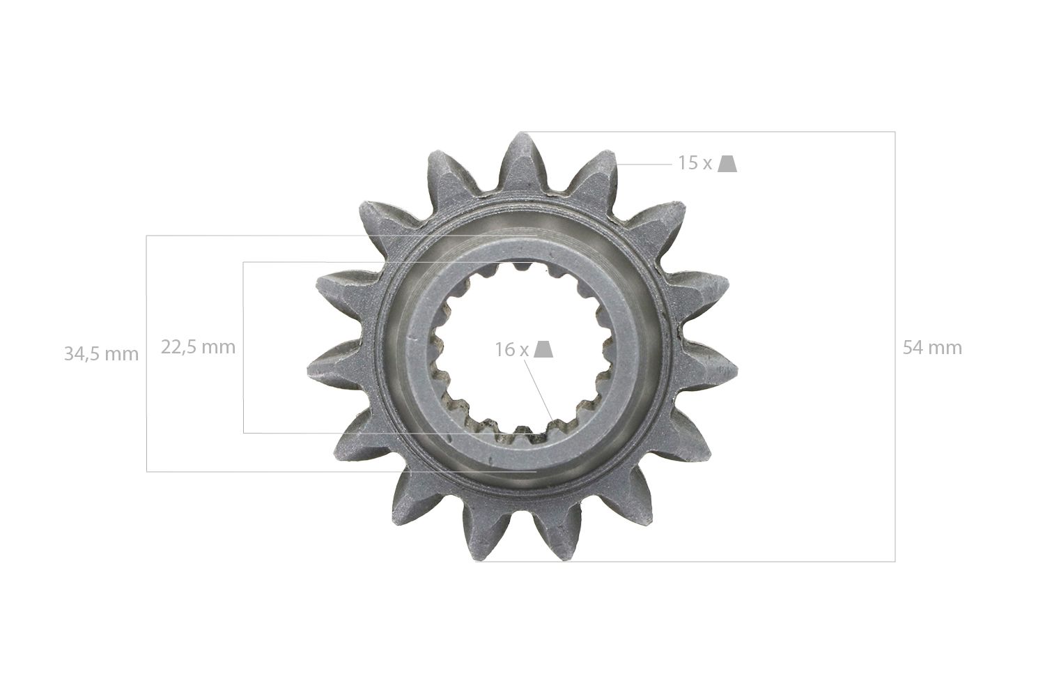 Gear 15T- 16 Splines Kubota, B-Series, Zen Noh ZB-Series