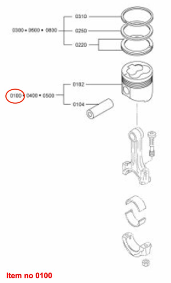 Piston Indirect injection STD 76mm/18mm Piston pin Mitsubishi L2E, L2E2, L3E, L3E2, MVL3E, Captain, Startrac, Etc., - Image 3