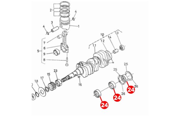Crankshaft main bearing 52mm STD Kubota 2, 3, 4, 5 and 6 cylinder engines - Image 3