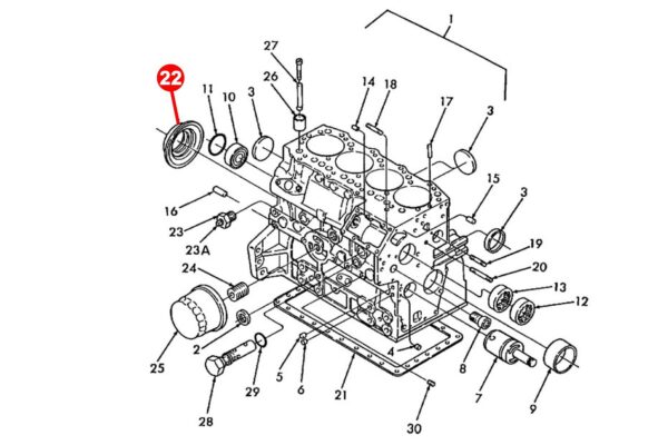 Oil seal crankshaft (backside) Shibaura J744, J823, J843, N843, N844 Perkins 103, 103, 403, 404, Caterpillar C1.1, C1.5, C1.7, C2.2, 3013, 3014, - Image 6
