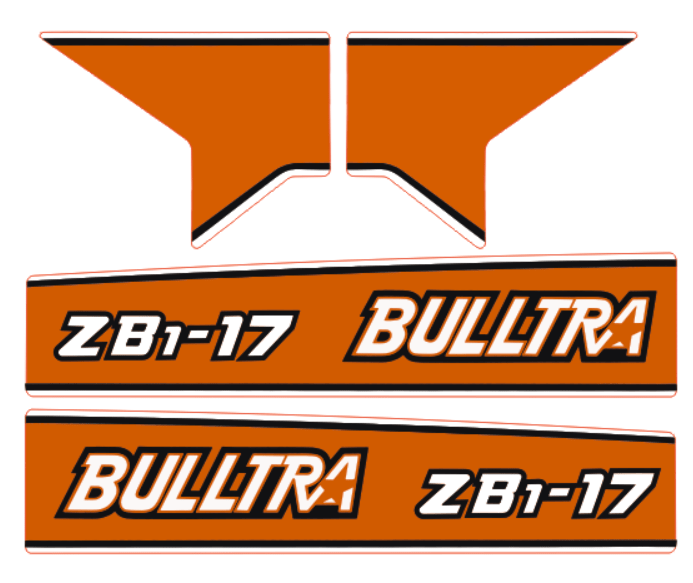 Bonnet decal sticker Kubota Bulltra B1-17