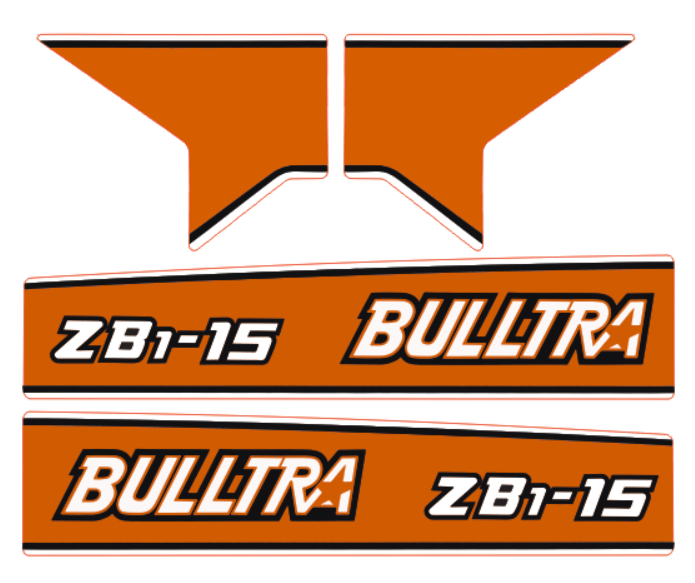 Bonnet decal sticker Kubota Bulltra B1-15
