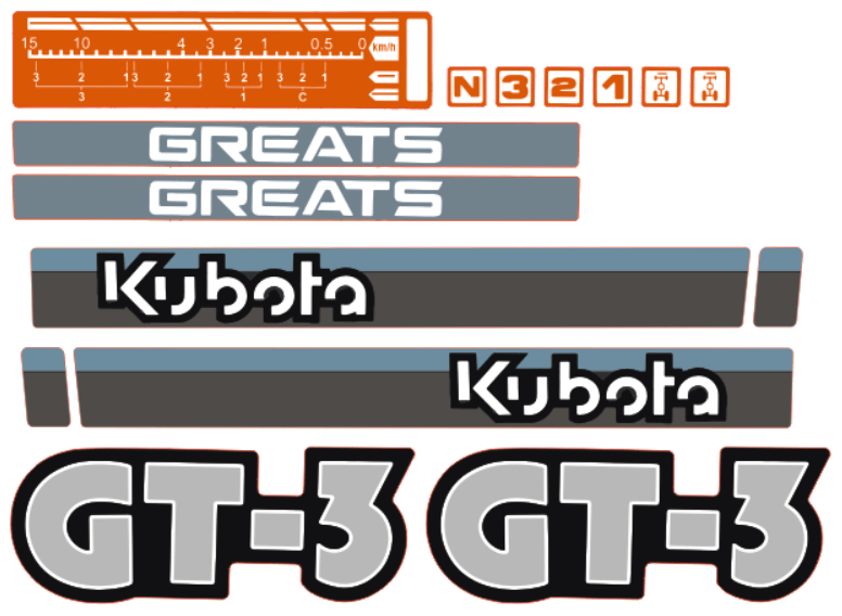 Bonnet decal sticker Kubota GT3