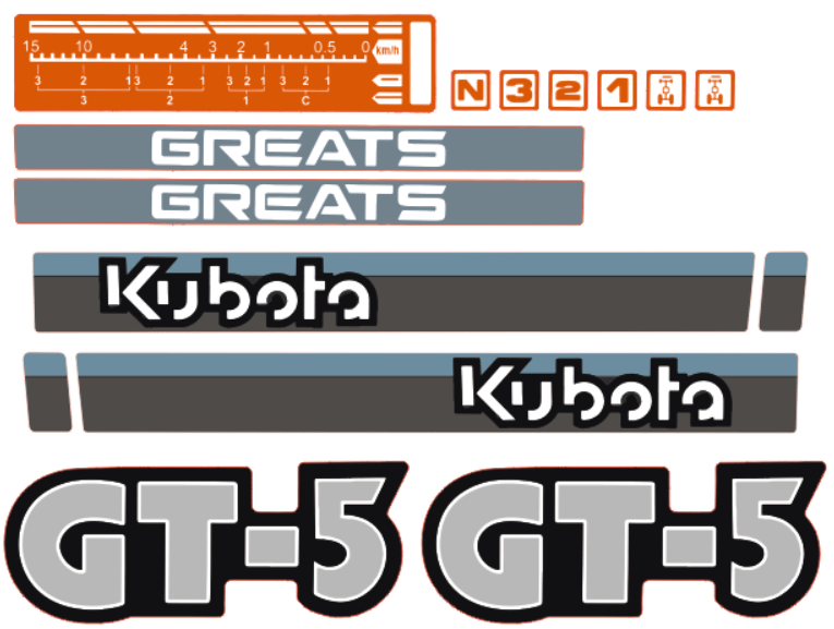 Bonnet decal sticker Kubota GT5