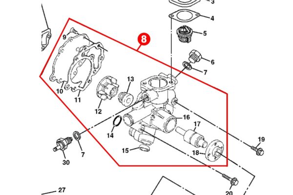 Water pump Yanmar 2TN66L, 3TNA68, 2TNE65, 2TNE68, 3TG72, 3TN63, 3TN66, 3TNA68L, 3TNA72C, 3TNE66, 3TNE68, 3TNE74, 3TNV76, 3TNV80F, John Deere, Komatsu, Takeuchi, - Image 10