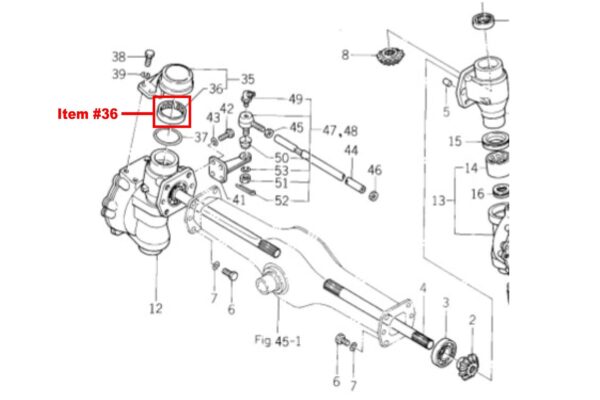 Bearing bush front axle 4WD Iseki TE3210, TU1400, TU1401, TU1500, TU1501, TU1600, TU1601, TU1700, TU1701, TU1900, TU1901, TU2100, TU2101, - Image 4