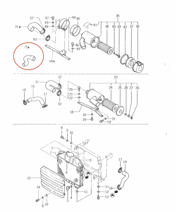 Coolant hose thermostat Iseki TX1300, TX1500 - Image 4
