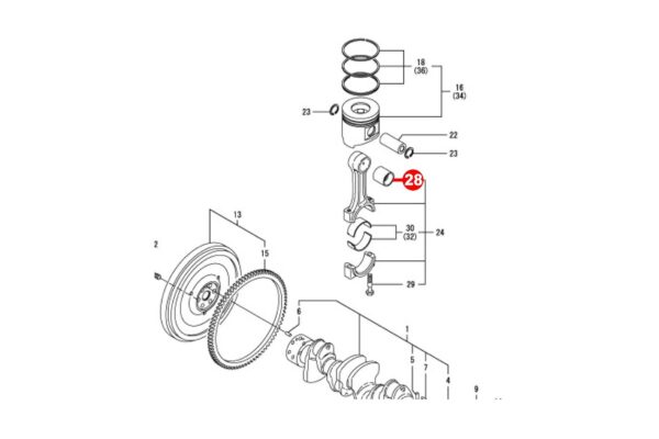 Connecting rod bushing STD Yanmar 4TNE92, 4TNE94, 4TNE98, 4TNV92, 4TNV94, 4TNV98, Komatsu 4D92E, 4D94E, 4D98E, S4D98E, - Image 3