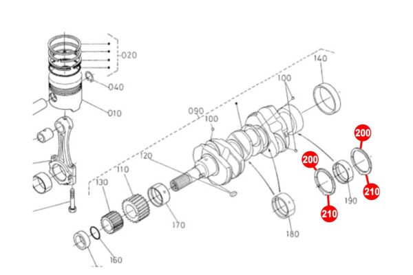 Axial bearing set crankshaft STD 52mm Kubota fitting on DIV. 2, 3, 4, 5, 6 cylinder engines - Image 3