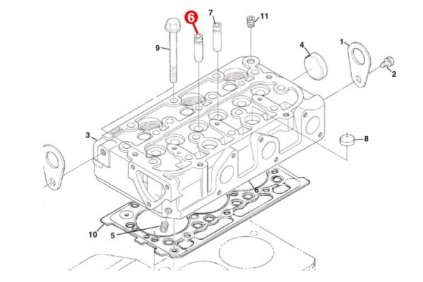 Valve Guide (intake) Kubota D600, D640, D662, D722, D782, D902, Z400, Z402, Z430, Z482, ZB600, Z602, - Image 5