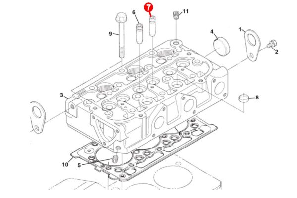 Valve Guide (exhaust) Kubota D600, D640, D662, D722, D782, D902, Z400, Z402, Z430, Z482, ZB600, Z602, - Image 5