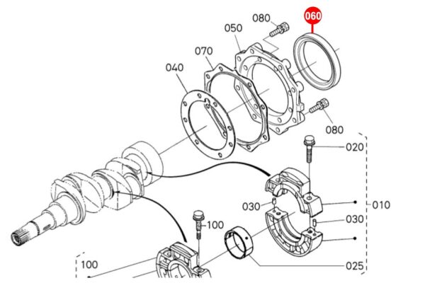 Crankshaft seal (backside) 68x80x10 Kubota D600, D640, D650, D662, D722, D750, D782, D850, D902, D950, V1100, V1200, V1205, Z402, Z432, Z482, Z500, Z602, - Image 5