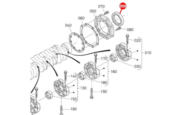 Crankshaft seal (backside) Kubota D1102, D1301, D1302, D1402, D1403, D1503, D1703, D1803, V1702, V1902, V1903, V2003, V2203, V2403, - Image 5