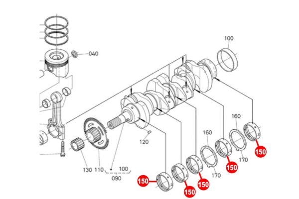 Main Bearing STD Kubota V3000, V3600, V3800, - Image 3