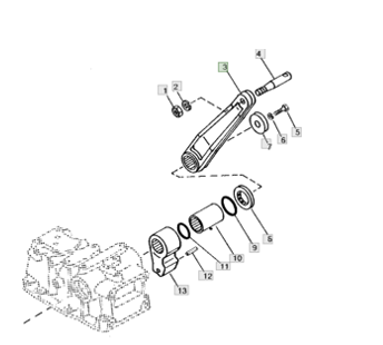 Lift arm (top) With pin Yanmar YM180, YM186, YM1510, John Deere 650, 750, Cub Cadet EX2900, EX3200