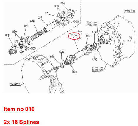 Drive shaft Kubota X20, X24, GT3, GT5, GT8