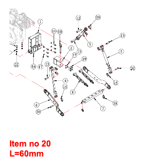 Pin for 3 point hitch 14mm Captain, Startrac, Antonio Carraro, Etc.,