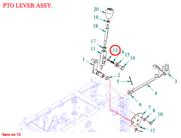 Pin lock High / Low + PTO lever Captain 273, Startrac 273, - Image 2