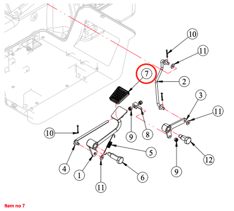 Rubber Ground drive pedal / Differential pedal Captain, Startrac, Antonio Carraro, Agritech, Etc.,