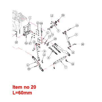 Pin for 3 point hitch 14mm Captain, Startrac, Antonio Carraro, Etc., 