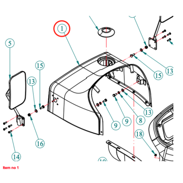 Dashbord / tank cover Captain 263H, Startrac 263H, (red)