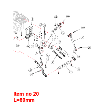 Pin for 3 point hitch 14mm Captain, Startrac, Antonio Carraro, Etc., 