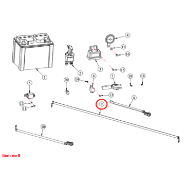 Battery cable L=1095mm Captain, Startrac, Antonio Carraro, Etc.,